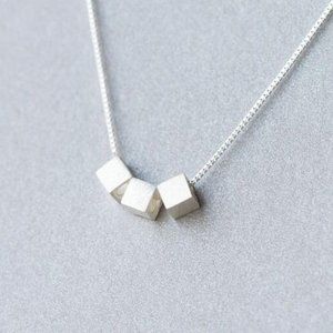 NEW 925 Sterling Silver Triple Cube Necklace
